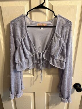 Urban Outfitters Lavender Cropped Open-Front Tie Cardigan